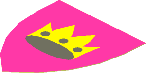Sticker Minifig Shield Triangular with Crown on Dark Pink Background