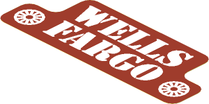Sticker  2.3 x  6.0 with "WELLS FARGO" Sign