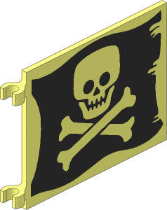 Flag  6 x  4 with Thick C-Clips with Jolly Roger Squared Skull and Crossbones Pattern