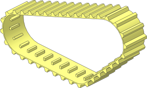Caterpillar Track 2.5 Wide with 36 Ridges (Formed for 3 Wheel Rim 20 x 30 Scalene)