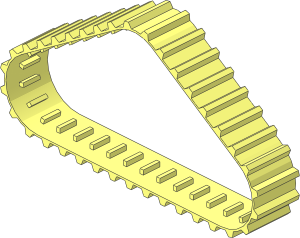Caterpillar Track 2.5 Wide with 36 Ridges (Formed for 3 Wheel Rim 20 x 30 Isosceles)