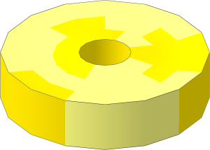 Disc  1.6 x  1.6 with Bar Hole with Marbled Yellow Pattern