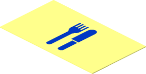 Sticker  1.1 x  1.9 with Blue Fork and Knife