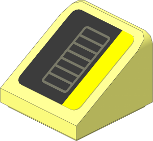 Slope Brick 31  1 x  1 x  0.667 with Dark Grey Exhaust Pipe on Black and Yellow Background Right Sticker
