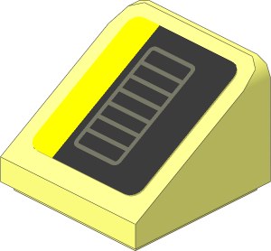 Slope Brick 31  1 x  1 x  0.667 with Dark Grey Exhaust Pipe on Black and Yellow Background Left Sticker