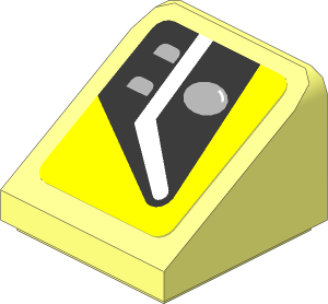 Slope Brick 31  1 x  1 x  0.667 with Black Headlamp on Yellow Background Right Sticker