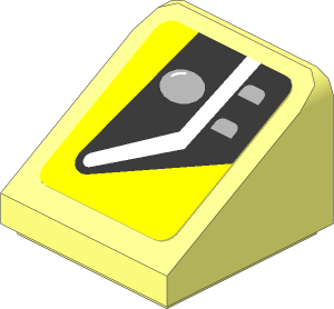 Slope Brick 31  1 x  1 x  0.667 with Black Headlamp on Yellow Background Left Sticker