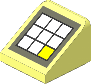 Slope Brick 31  1 x  1 x  0.667 with 1 Yellow and 8 White Squares Pattern