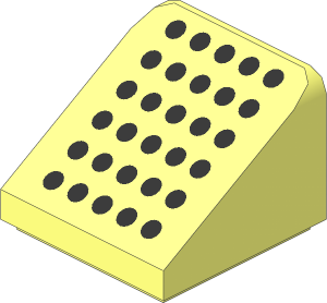 Slope Brick 31  1 x  1 x  0.667 with 30 Silver Dots Pattern