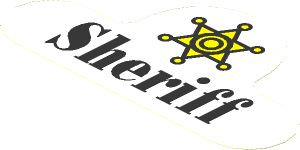 Sticker  3.4 x  6.3 with "Sheriff" Sign