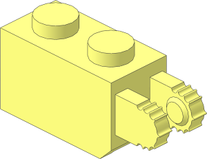 Hinge Brick  1 x  2 Locking with Dual Finger on End Vertical,  7 Teeth