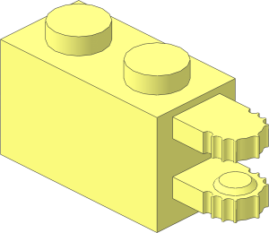 Hinge Brick  1 x  2 Locking with Dual Finger on End Horizontal,  7 Teeth
