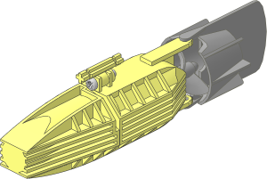 Electric Motor Boat with Light Bluish Grey  2 Blades Propeller and Rudder