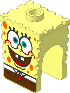 Minifig Head SpongeBob with Happy Pattern
