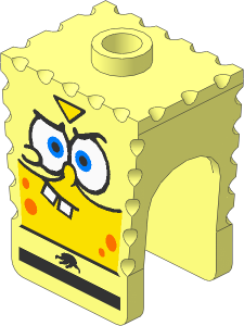 Minifig Head SpongeBob with Super Hero Pattern