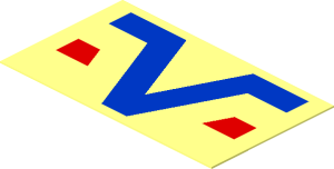 Sticker  1.1 x  1.9 with Blue V and Red Lines