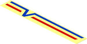 Sticker  1.1 x  7.9 with Blue V and Red Lines Right on Transparent Background