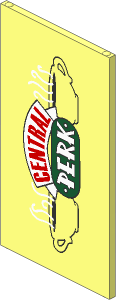 Glass for Window  1 x  4 x  6 with Central Perk Logo Pattern