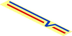 Sticker  1.1 x  7.9 with Blue V and Red Lines Left on Transparent Background