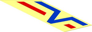 Sticker  1.1 x  3.8 Trapezoid with Blue V and Red Lines Left on Transparent Background