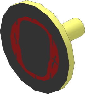 Minifig Shield Round Flat with Silver Skull on Dark Red Pattern
