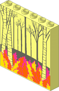 Panel  1 x  6 x  5 with Yellow, Orange and Magenta Foliage and Dark Grey Birch Tree Pattern