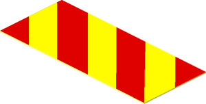 Sticker  0.8 x  1.8 with Red/Yellow Stripes Right Down