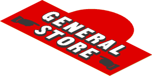 Sticker  2.9 x  4.8 with "GENERAL STORE" Sign