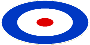 Sticker  5.8 x  5.8 Round with Red/White/DarkBlue Concentric Rings