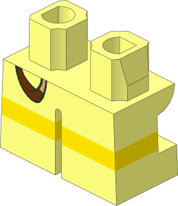 Minifig Hips and Legs Short with Yellow Horizontal Stripe and Slingshot on Back Pattern