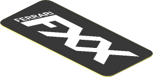 Sticker  0.9 x  1.9 with Logo Ferrari "FXX" White on Black Background