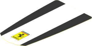 Sticker  3.3 x  1.8 with White Stripe on Black Background and Logo Ferrari Rectangular