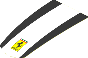 Sticker  3.3 x  1.8 with White Stripe on Black Background and Logo Ferrari Rectangular (Formed)