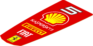 Sticker  4.3 x  1.8 with "5" and Logos on Red Background