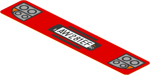 Sticker  0.8 x  4 with Headlamps and "AW281EF" Licence Plate on Red Background
