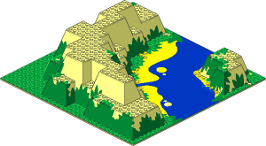 Baseplate 32 x 32 Canyon with Island with Blue and Yellow Stream Pattern