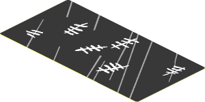 Sticker  1.9 x  3.8 with Tally Marks and Scratches