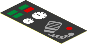 Sticker  0.8 x  1.9 with Green and Red Buttons, 2 Gauges and Intercom Handset