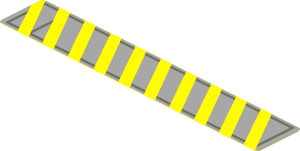 Sticker  0.6 x  3.6 with 10 Yellow Diagonal Stripes and Dark Bluish Grey Lines on Light Bluish Grey Background