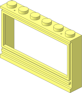 ~Window  1 x  6 x  3 Panorama with Solid Studs, Holes