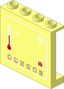 Panel  1 x  4 x  3 Reinforced with Thermometer, Radioactivity Symbol and 'LL2079' in White Squares Sticker