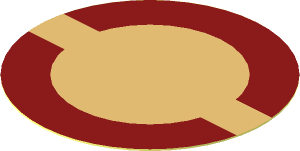 Sticker  1.7 x  1.7 Round with Dark Red Semi-Circles