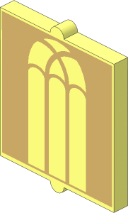 Glass for Window  1 x  2 x  2 with Tan Gothic Ornament Pattern