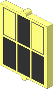 Glass for Window  1 x  2 x  2 with 4 Black and 2 Dark Bluish Grey Outlined Rectangles Pattern