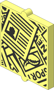 Glass for Window  1 x  2 x  2 with Scattered Newspapers Pattern