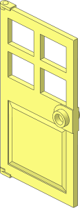 Door  1 x  4 x  6 with 4 Panes and Stud Handle
