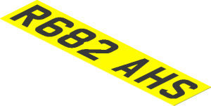 Sticker  0.8 x  3.7 with "R682 AHS" on Yellow Background