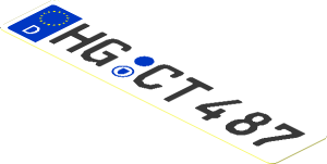 Sticker  0.8 x  3.85 with "HG CT 487" German Numberplate