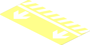 Sticker  1.9 x  3.9 with White Short Lines and Arrows Right