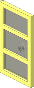 Door  1 x  4 x  6 with 3 Panes and Stud Handle with Trans Brown Glass